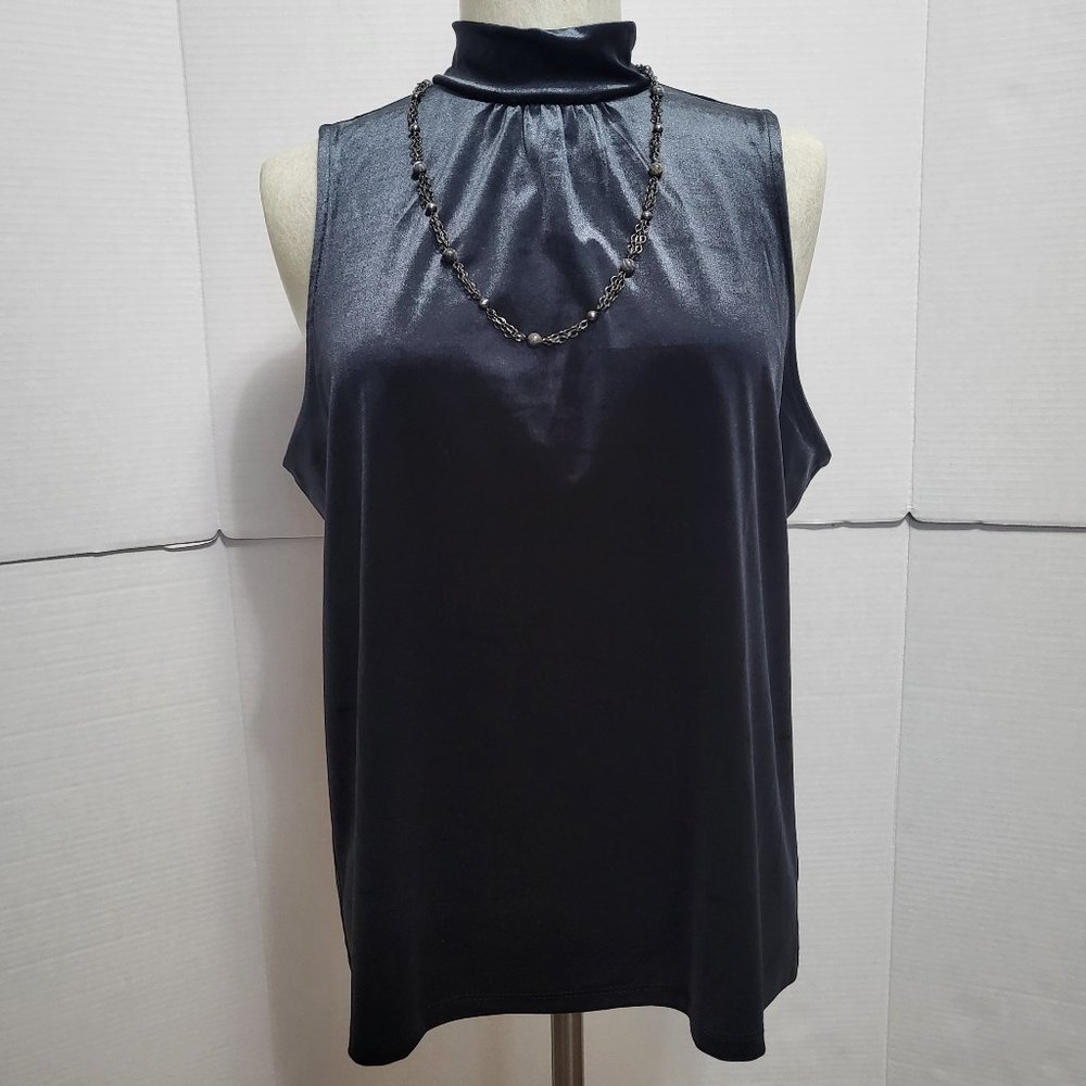 NWOT Banana Republic Black Velvet Tie-Neck Top Sz Med